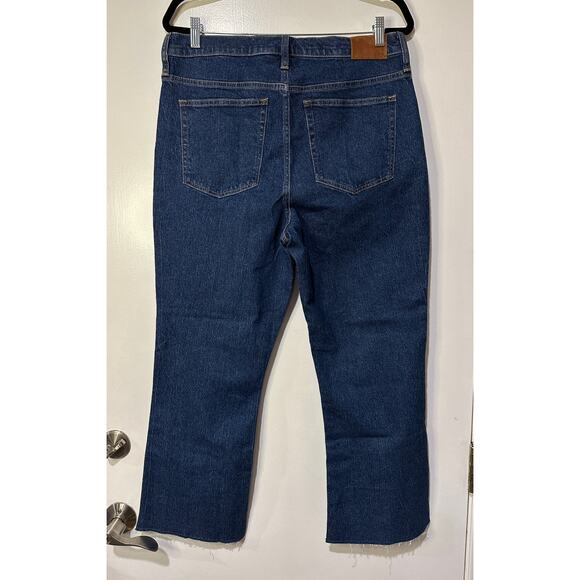 J. Crew 9" Billie Demi Boot Crop Jeans Frayed Hem Plus Size 32 NWT Dark Denim - Picture 7 of 14